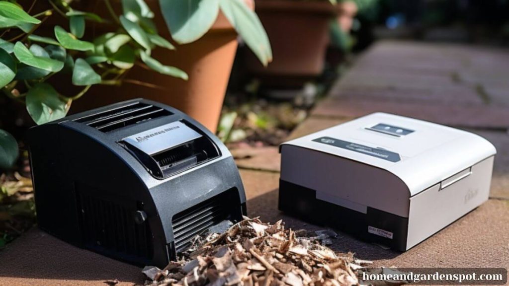 micro-cut and cross-cut shredders used in shredding cardboard for composting in a garden