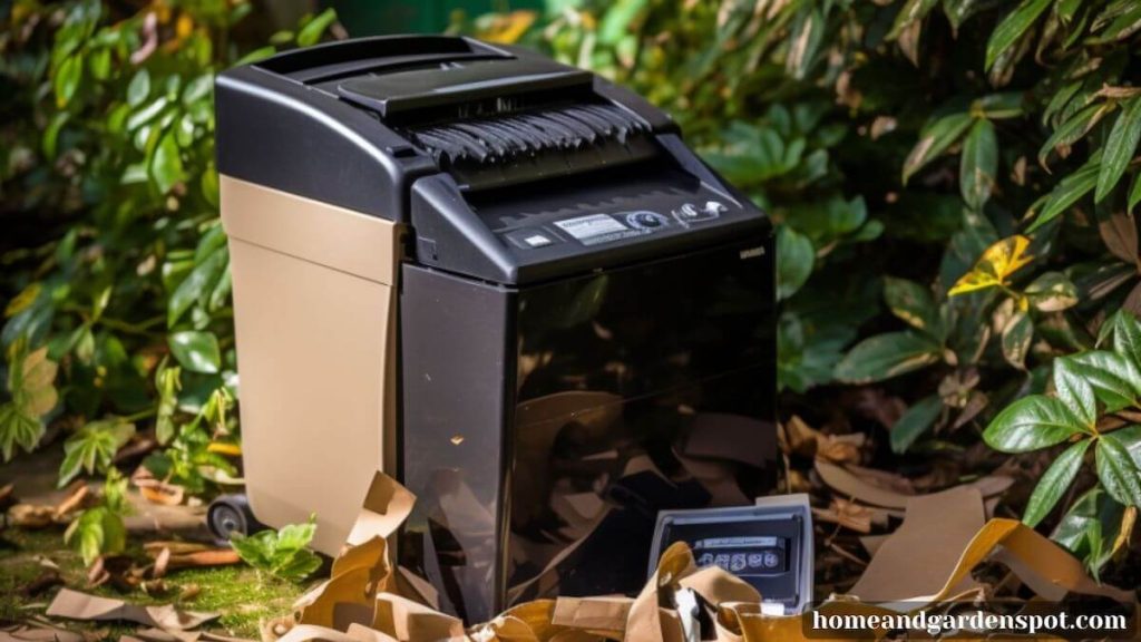 office shredder used in shredding cardboard meant for composting in a garden