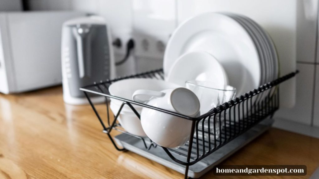 racks used in a small kitchen