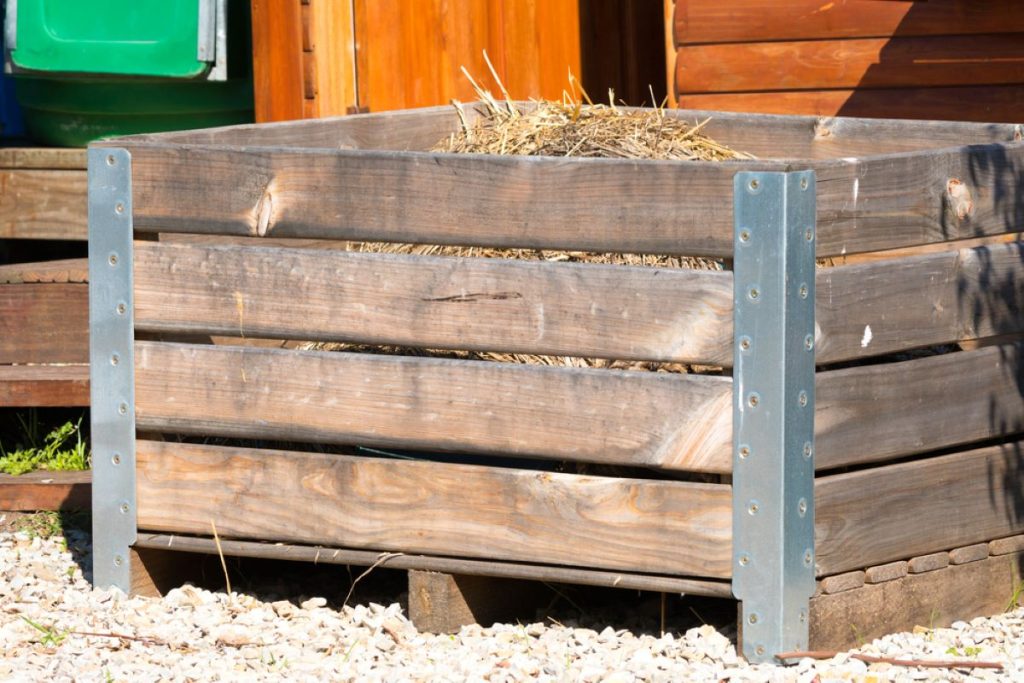 wooden crate compost bin
