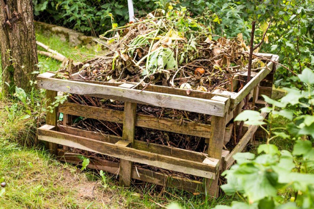 wooden pallet compost bin
